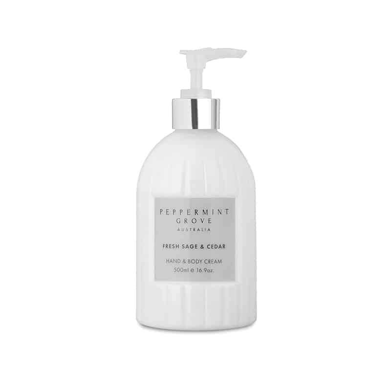 Hand & Body Cream Pump 500ml - Fresh Sage & Cedar